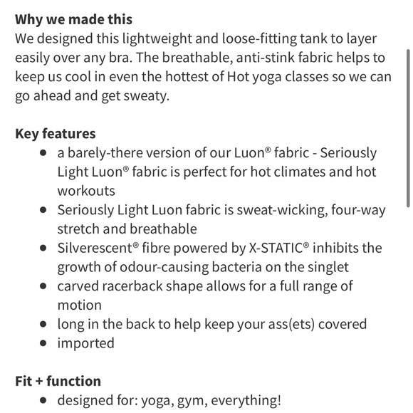 Lululemon Tank - 105 F Singlet - Picture 8 of 15